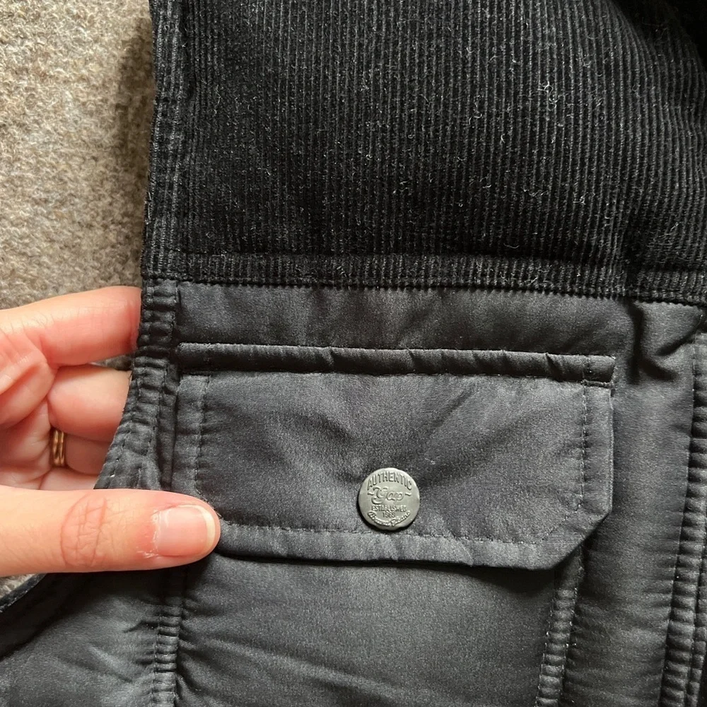 Gap Kids Black Puffer Vest Boys Youth M Corduroy Fall Winter Jacket 100% Cotton